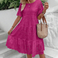 🔥Summer Hot Sale🥳Last Day Sale 50％ OFF💖Women's Solid Round Neck Floral Cut-Out Dress