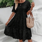 🔥Summer Hot Sale🥳Last Day Sale 50％ OFF💖Women's Solid Round Neck Floral Cut-Out Dress