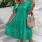 🔥Summer Hot Sale🥳Last Day Sale 50％ OFF💖Women's Solid Round Neck Floral Cut-Out Dress