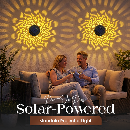 🌀💥Limited Sale -Buy 1 Get 1 Free🌞⏰Solar-Powered Mandala Projector Light, 2-in-1 Floor & Wall Design & IP65 Waterproof Auto On/Off 🌿