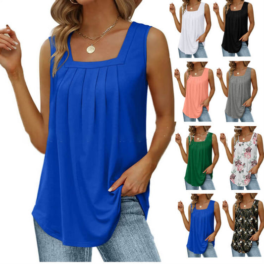 🔥Last Day Special Price £10.99!!🔥Women's Square Neck Sleeveless Vest T-Shirt—update your summer wardrobe. 💖