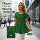 📢⏰Limited Time Offer-50% Off🦋Women's Floral Print Pleated Tunic Top-Elegance that moves with you.🌸