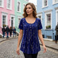 📢⏰Limited Time Offer-50% Off🦋Women's Floral Print Pleated Tunic Top-Elegance that moves with you.🌸