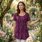 📢⏰Limited Time Offer-50% Off🦋Women's Floral Print Pleated Tunic Top-Elegance that moves with you.🌸
