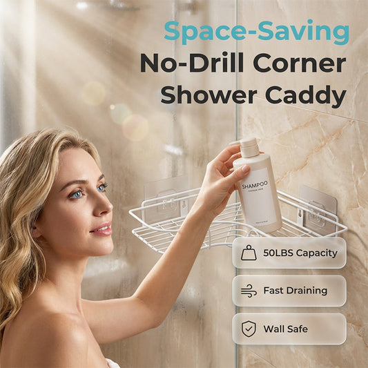 🔥Hot Sale🔥BUY MORE,SAVE MORE🚿Space-Saving No-Drill Corner Shower Caddy😁