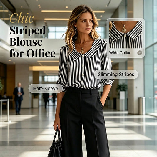 🔥New Arrivals & 50%Off-Summer Commuter Striped Button-Down Shirt– Polished, Slim & All-Day Comfy! ✨