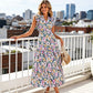 🏖️Summer Sale-50% Off🌷Women's Boho Print V Neck Ruffle Maxi Dress