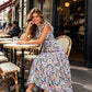 🏖️Summer Sale-50% Off🌷Women's Boho Print V Neck Ruffle Maxi Dress