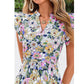 🏖️Summer Sale-50% Off🌷Women's Boho Print V Neck Ruffle Maxi Dress