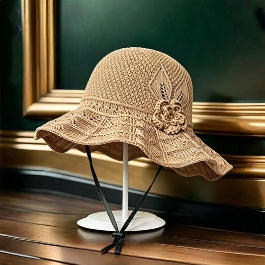 🥳SUMMER HOT SALE🥳💞Limited Special Price:￡9.99!! & 50% OFF! 🔥Women's Crochet Bucket Hat with Flower Accent