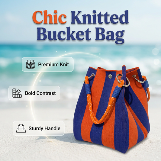 ⏳Limited-time Special Price:￡9.99 & 50% Off!!⏰Striped Knit Bucket Handbag👜