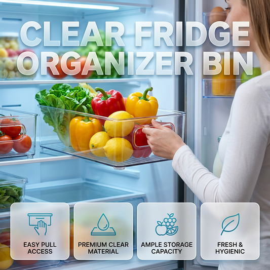 💥Last Day Special Price ￡9.99!! & 50% OFF!💥Clear Stackable Refrigerator Organizer Bin with Handles