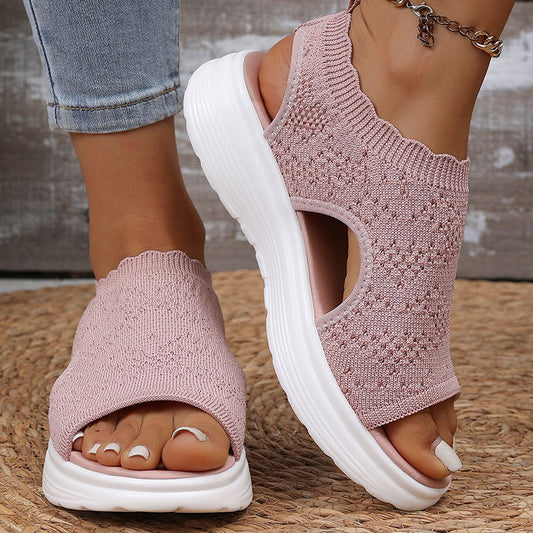 ⏳LAST DAY SALE ONLY ￡11.99!!🔥🔥Women's Breathable Knit Platform Sandals– Air-permeable knit upper, cushioned sole & lightweight comfy summer footwear ✨
