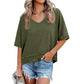 🏖️Summer Cool Deal: ONLY ￡11.99!💃Women's Half Sleeve V-Neck Top with Patchwork Hem