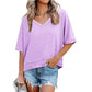 🏖️Summer Cool Deal: ONLY ￡11.99!💃Women's Half Sleeve V-Neck Top with Patchwork Hem