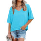 🏖️Summer Cool Deal: ONLY ￡11.99!💃Women's Half Sleeve V-Neck Top with Patchwork Hem