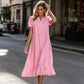 💥LAST DAY SALE 50%OFF💥Women's Eyelet Lace A-Line Dress with Pockets 👗 – Cotton Blend, Machine Washable, Solid Colours, Sizes S-2XL