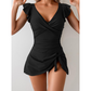 🏖️ Summer Hot Sale 50% OFF🌊👙 Women's Elegant V-Neck Tummy Control Swim Dress