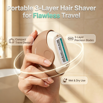 🥳2026 HOT SALE🥳💞50K+ SOLD!⏳✨Portable 3-Layer Hair Shaver with Rotating Cover - Gentle Hair Removal, Compact Design & Smooth Results Anywhere ⚡