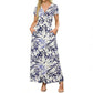 👗Summer Hot Sale 50% OFF🌈 Women's V neck Ankle Length Floral Print Beach Long Flowy Maxi Dress with Pockets🎀