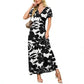 👗Summer Hot Sale 50% OFF🌈 Women's V neck Ankle Length Floral Print Beach Long Flowy Maxi Dress with Pockets🎀