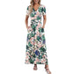 👗Summer Hot Sale 50% OFF🌈 Women's V neck Ankle Length Floral Print Beach Long Flowy Maxi Dress with Pockets🎀