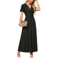 👗Summer Hot Sale 50% OFF🌈 Women's V neck Ankle Length Floral Print Beach Long Flowy Maxi Dress with Pockets🎀