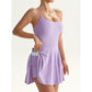 🏆LAST DAY 45% OFF🎾Women's Spaghetti Strap Sport Dress✨Built-In Liner Shorts Tennis Yoga Flowy Mini Skort Dress