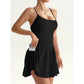 🏆LAST DAY 45% OFF🎾Women's Spaghetti Strap Sport Dress✨Built-In Liner Shorts Tennis Yoga Flowy Mini Skort Dress
