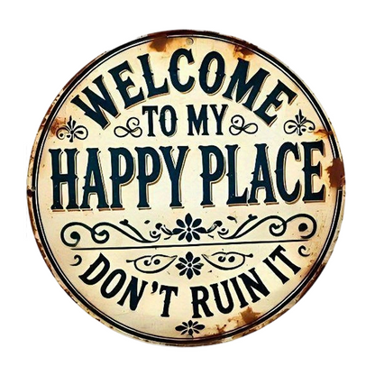 🏡 50% OFF NOW! ✨ Vintage "Happy Place" Metal Sign – Rustic design & weatherproof – Perfect for home, garden or office decor – brings warmth and personality to any space 🏠🌿