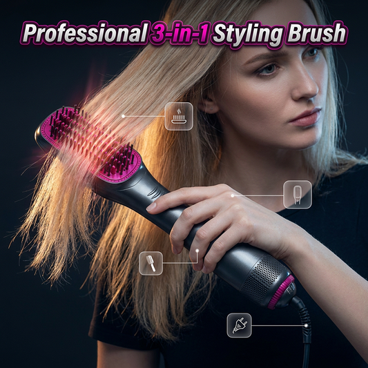⏳Time-Limited Special 60%Off⏰💥Professional 3-in-1 Hot Air Brush – Dry, detangle & volumize