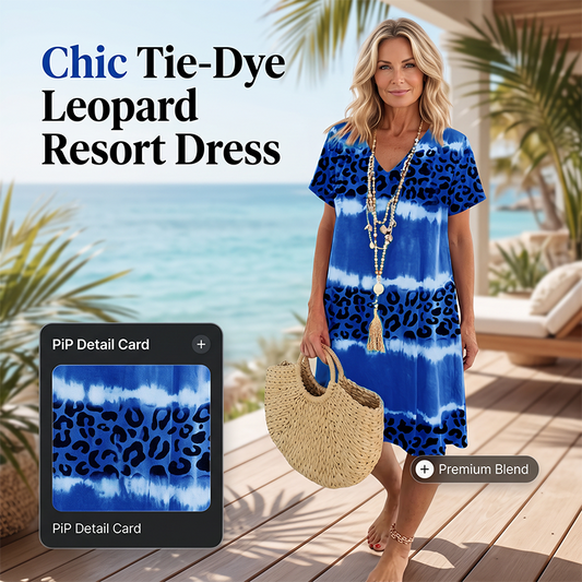 🔥LAST DAY SALE - 69% OFF🎁Women's Casual Tie Dye Leopard Print V-Neck Dress