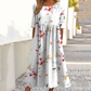 🔥LAST DAY SALE - 49% OFF👗🌸Women’s Elegant Floral Print Round-Neck Long Dress