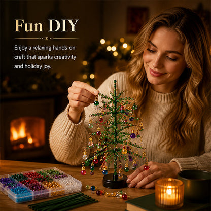 ⏳💥Final 3 hours-￡7.99!! 🔥 Elegant Beaded Mini Christmas Tree – Collector's Holiday Decor Set, Tabletop 🎄