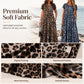 🏖️Summer Hot Sale 65% Off!💃Women's Leopard Print Maxi Dress with Pockets Casual Short Sleeve Long Dress