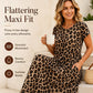 🏖️Summer Hot Sale 65% Off!💃Women's Leopard Print Maxi Dress with Pockets Casual Short Sleeve Long Dress