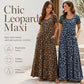 🏖️Summer Hot Sale 65% Off!💃Women's Leopard Print Maxi Dress with Pockets Casual Short Sleeve Long Dress