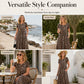 🏖️Summer Hot Sale 65% Off!💃Women's Leopard Print Maxi Dress with Pockets Casual Short Sleeve Long Dress