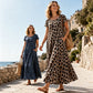 🏖️Summer Hot Sale 65% Off!💃Women's Leopard Print Maxi Dress with Pockets Casual Short Sleeve Long Dress