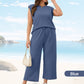 🔥LAST DAY SALE ONLY ￡17.99!!👚2026 Women's Casual Sleeveless Top & Wide-Leg Pants Set