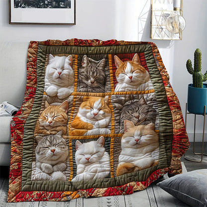 🎁LAST DAY SALE 50% OFF!  🐱💤 Cozy 9‑Panel Sleeping Cats Blanket – Ultra‑Soft Flannel, Reversible Design, Perfect for Sofa, Bed & Travel 🌙✨