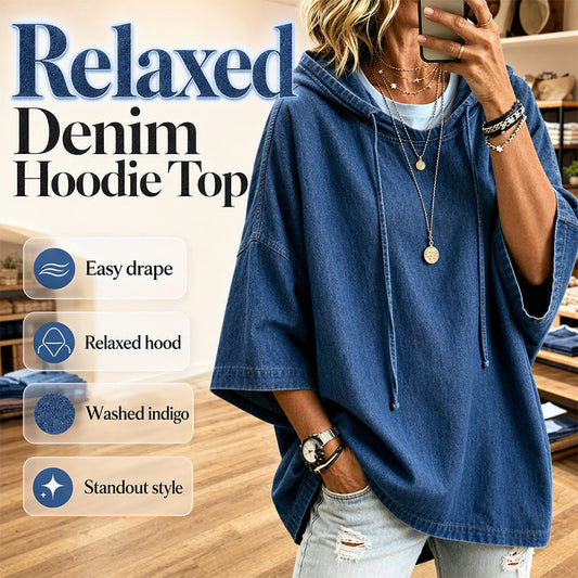 ⏳Time-Limited Special 70% Off⏰🍂 Women's Casual Loose Denim Hoodie – Relaxed Comfort & Effortless Autumn Style