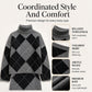 ⏳HOT SALE 60% OFF🍂✨ Women's Argyle Knit Sweater & Skirt Set – Elegant, Cosy & Effortlessly Chic