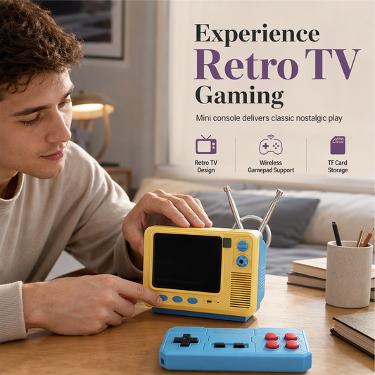 🎮 Play games & stylish decor: this mini retro console spruces up your desk----✅ GV300S retro game console – wireless controller, TV-aansluiting, 300+ klassieke spellen
