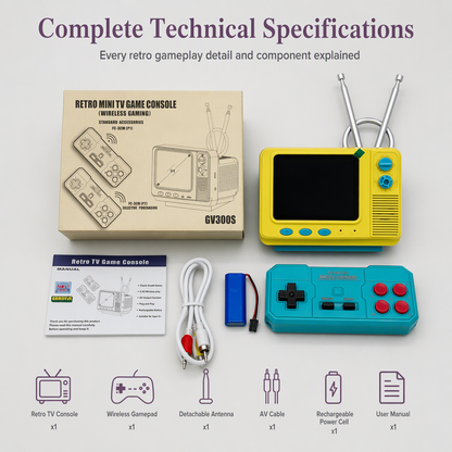 🎮 Play games & stylish decor: this mini retro console spruces up your desk----✅ GV300S retro game console – wireless controller, TV-aansluiting, 300+ klassieke spellen